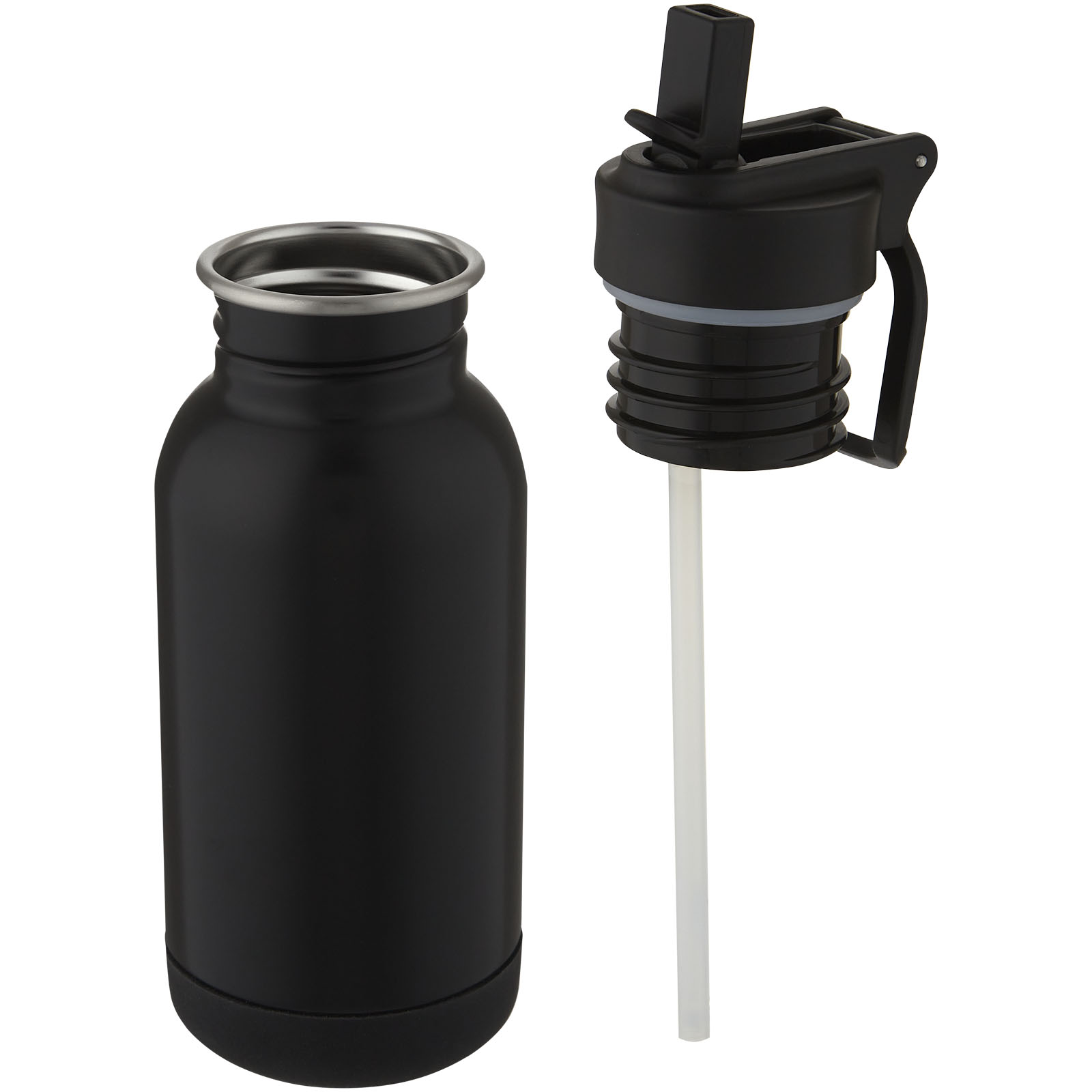 Advertising Sports bottles - Lina 400 ml stainless steel sport bottle with straw and loop - 2