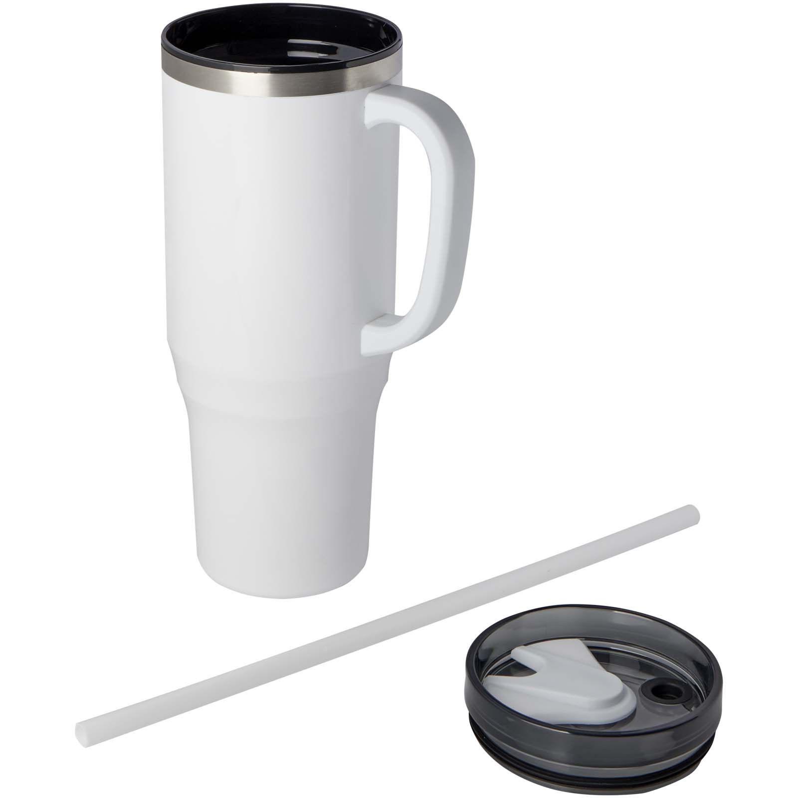 Mugs pour voyager publicitaires - Mug isotherme Melbourne 1200 ml certifié RCS avec paille - 2