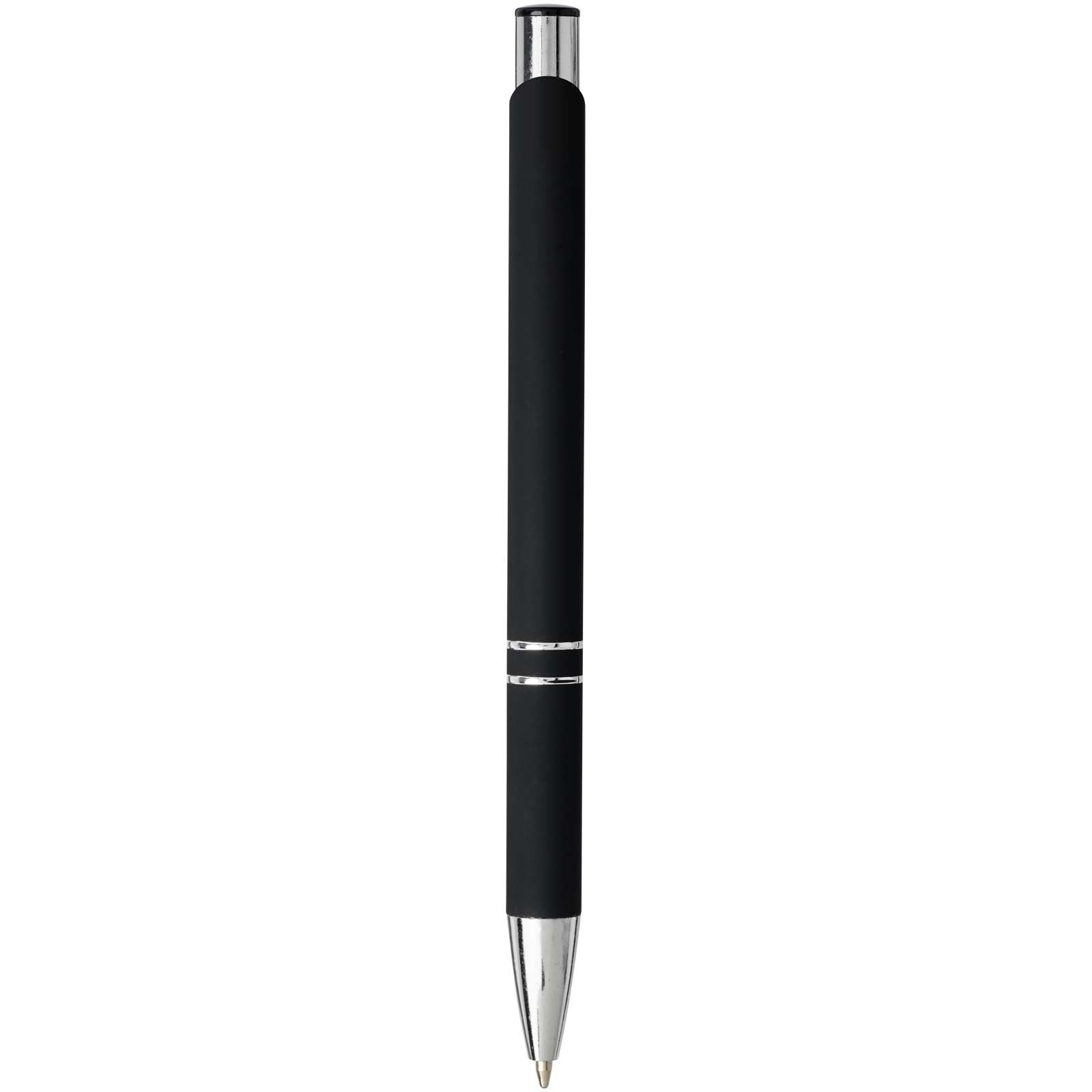 Stylos-bille publicitaires - Stylo bille rétractable doux au toucher Moneta (encre noire) - 2