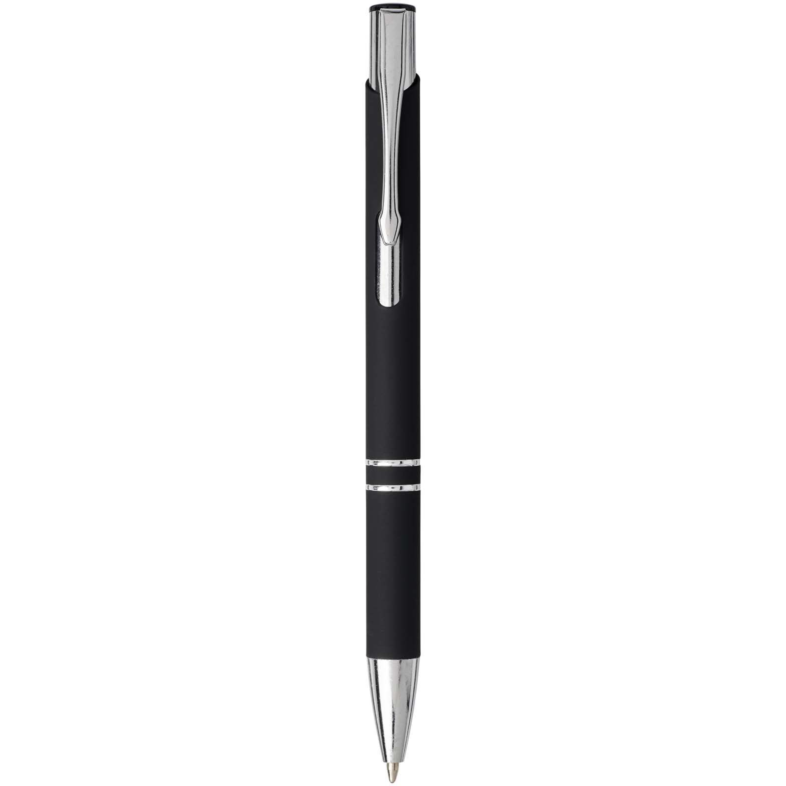 Stylos-bille publicitaires - Stylo bille rétractable doux au toucher Moneta (encre noire) - 1