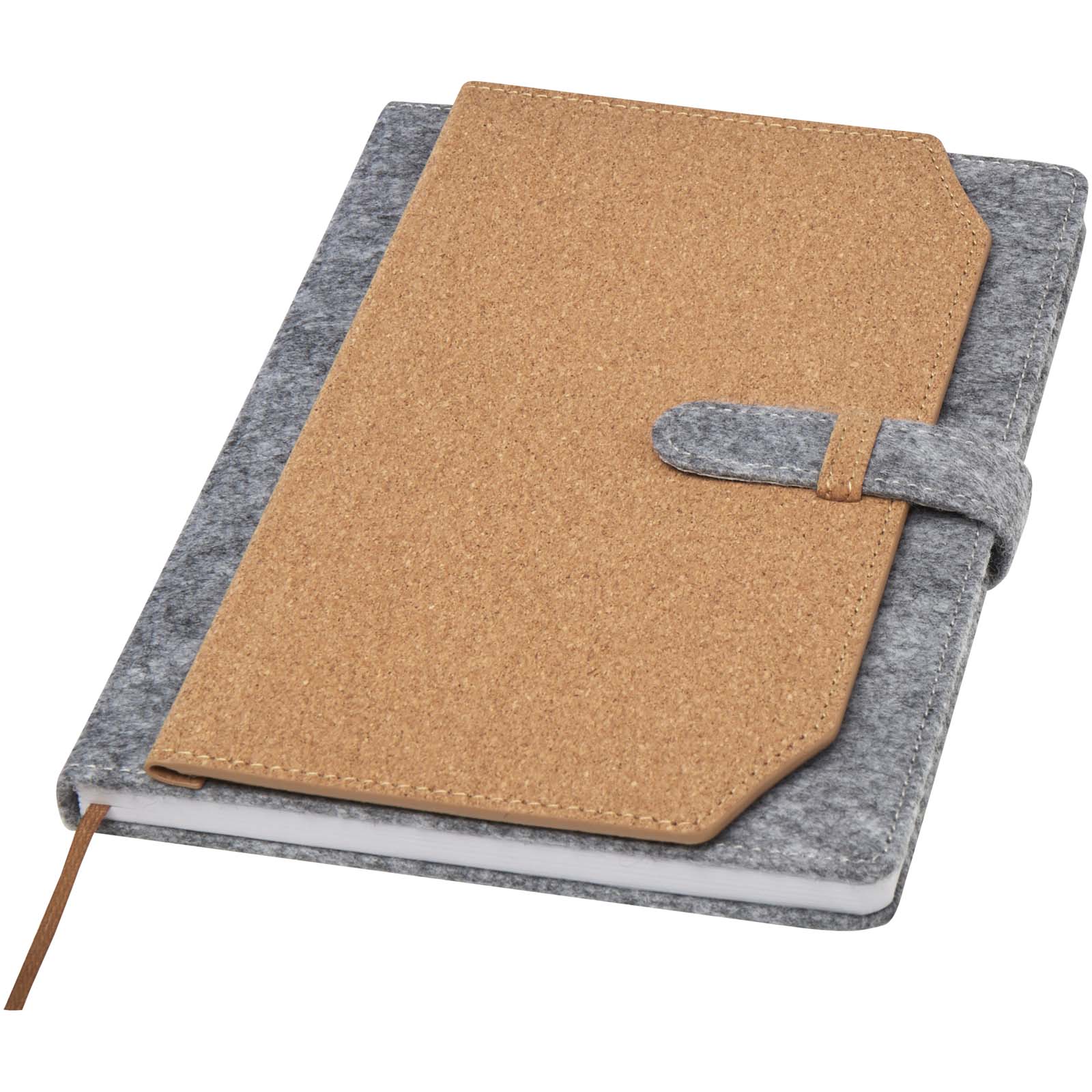 Advertising Hard cover notebooks - Viviana A5 recycled felt and cork notebook - 0