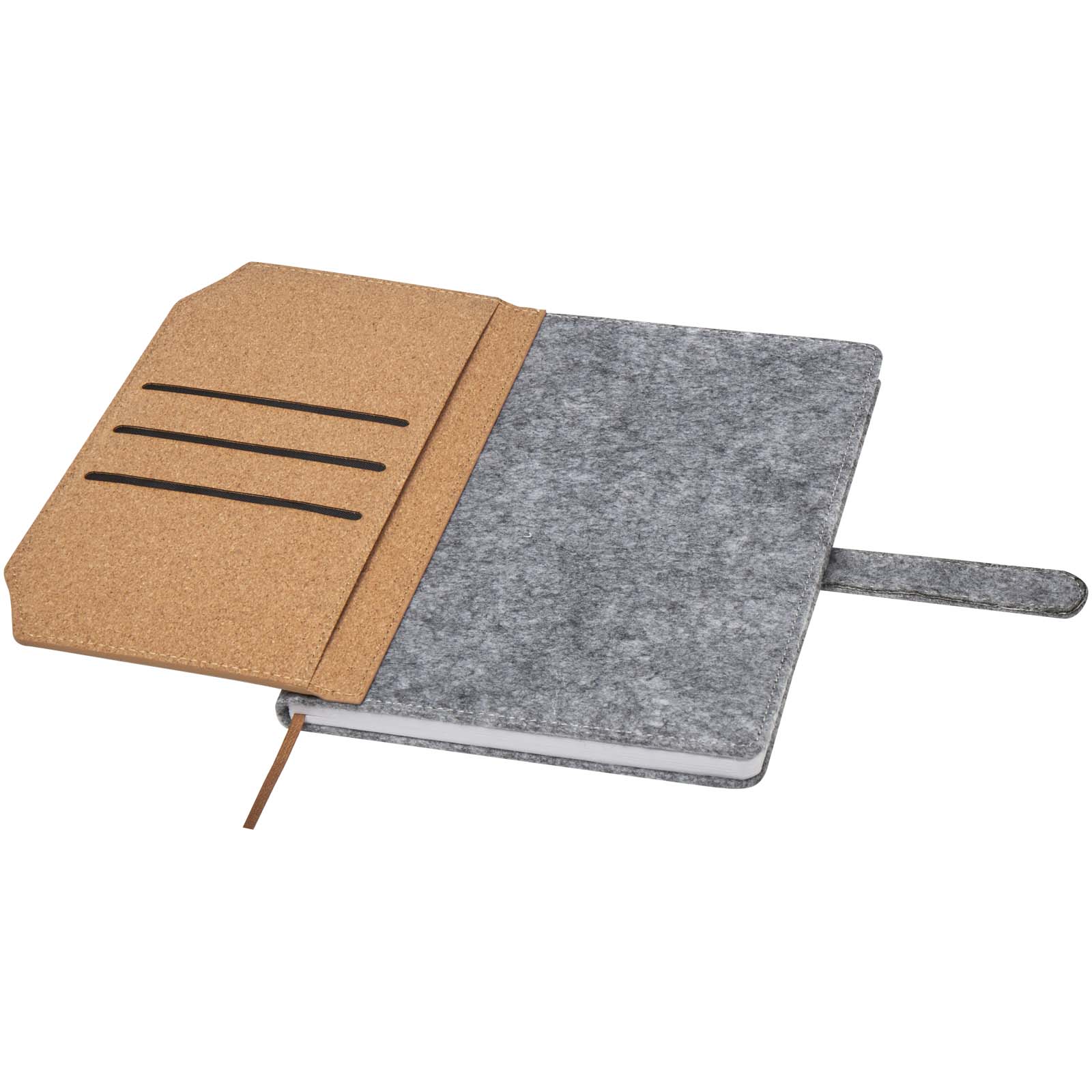 Advertising Hard cover notebooks - Viviana A5 recycled felt and cork notebook - 4