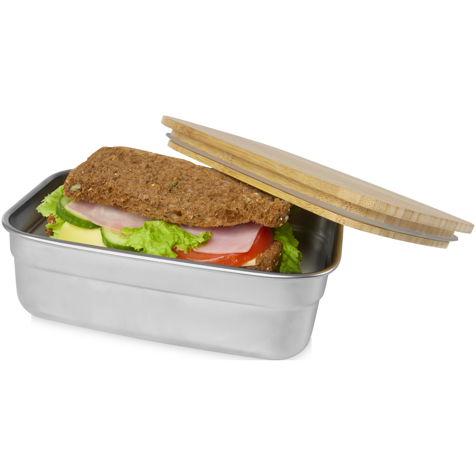 Advertising Lunch Boxes - Tite stainless steel lunch box with bamboo lid - 2