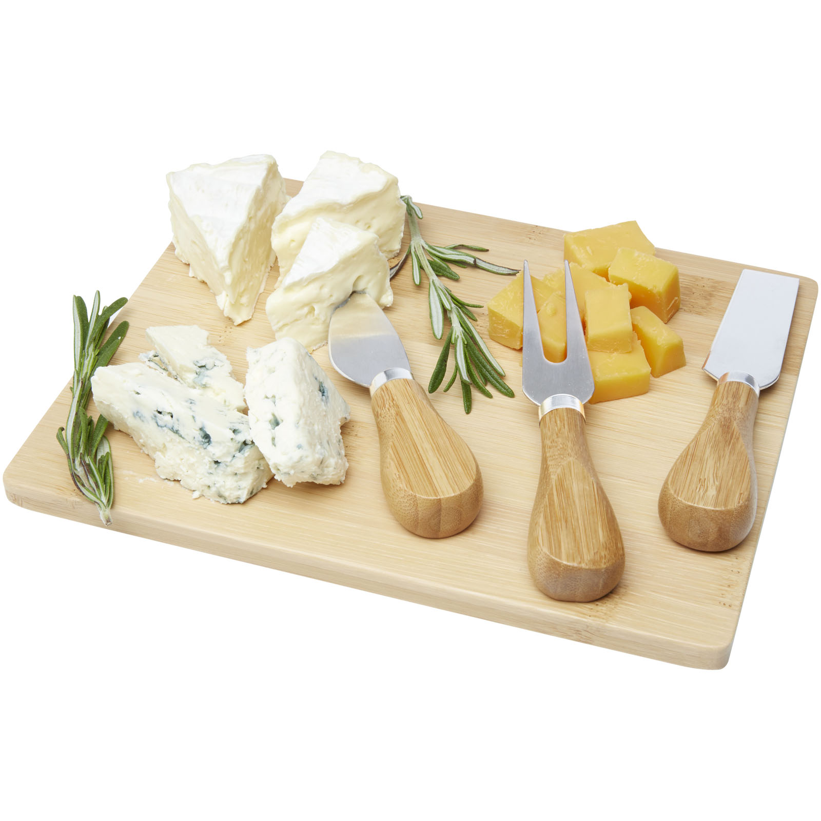 Kits pour servir publicitaires - Plateau à fromage et ustensiles Ement en bambou - 2