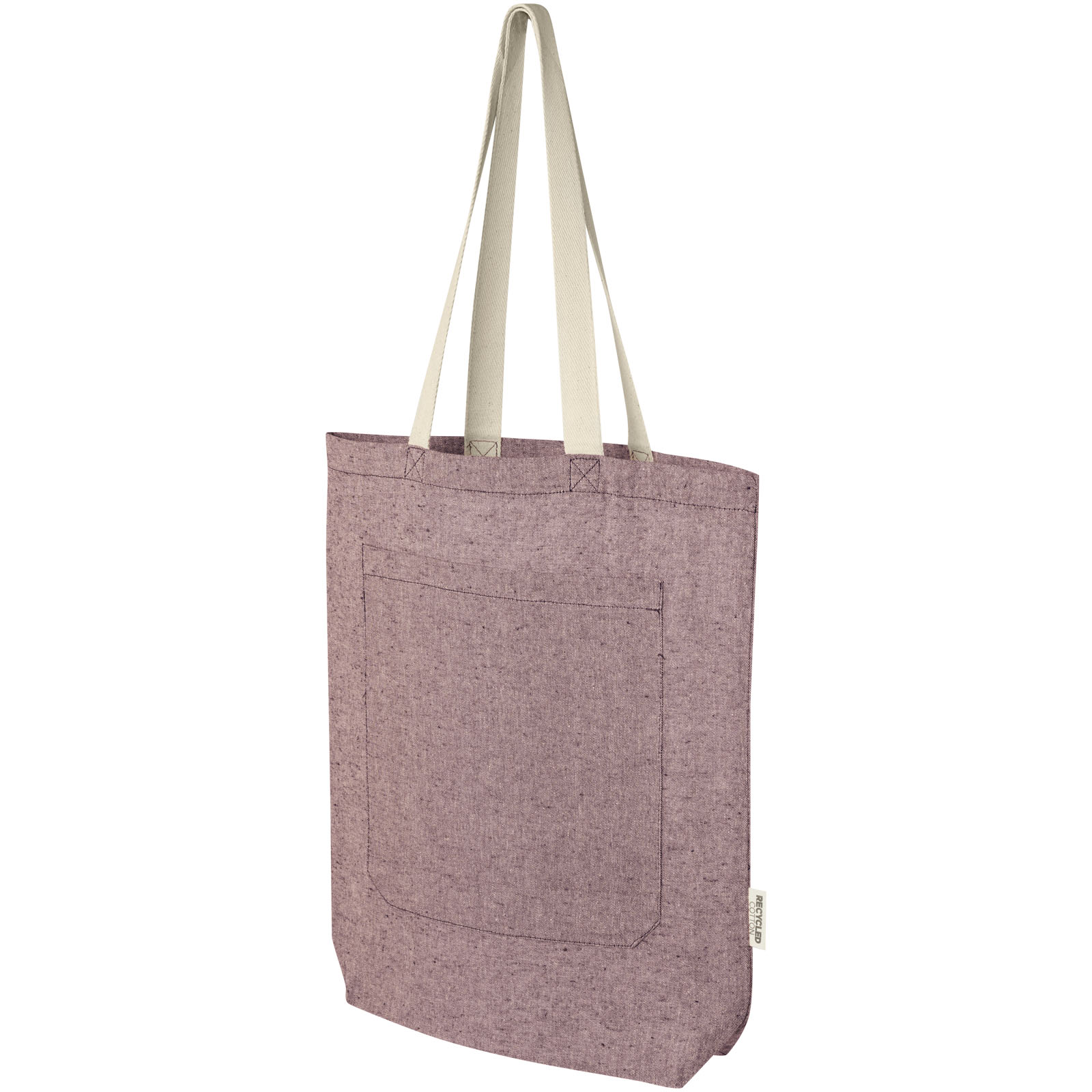 Sacs de shopping publicitaires - Sac shopping Pheebs en coton recyclé 150 g/m² de 9 l avec poche avant