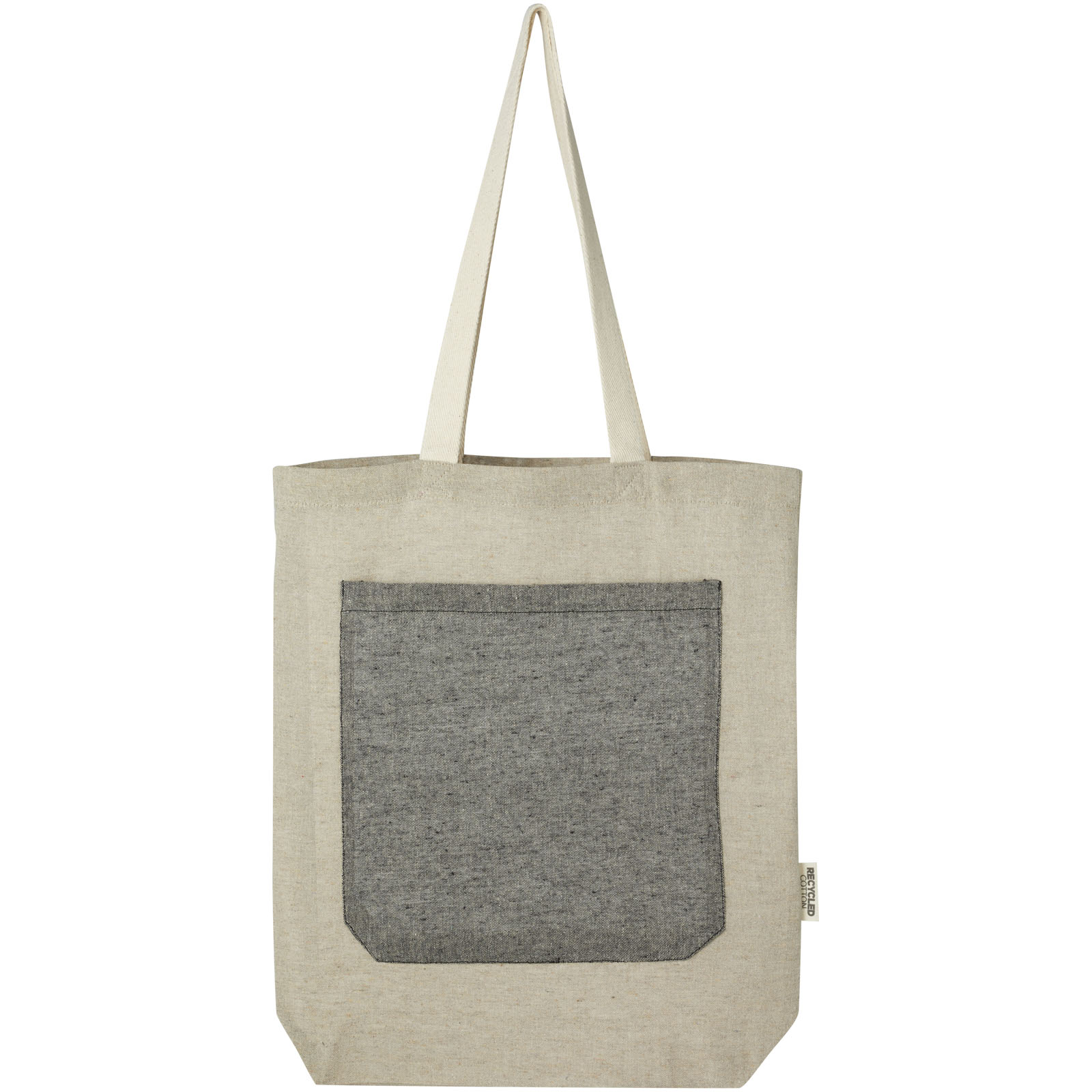 Sacs de shopping publicitaires - Sac shopping Pheebs en coton recyclé 150 g/m² de 9 l avec poche avant - 1