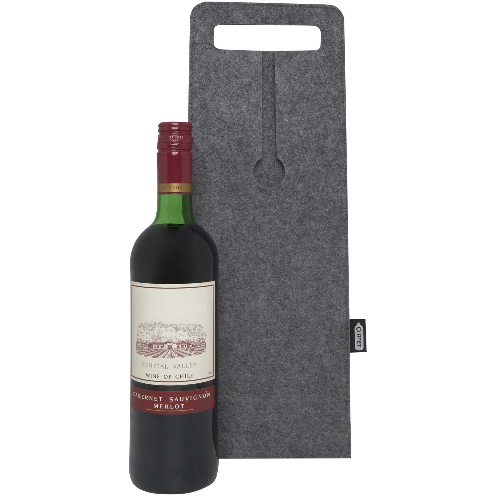 Accessoires pour la maison publicitaires - Sac à vin Felta de 75 cl en feutrine recyclée certifié GRS - 3