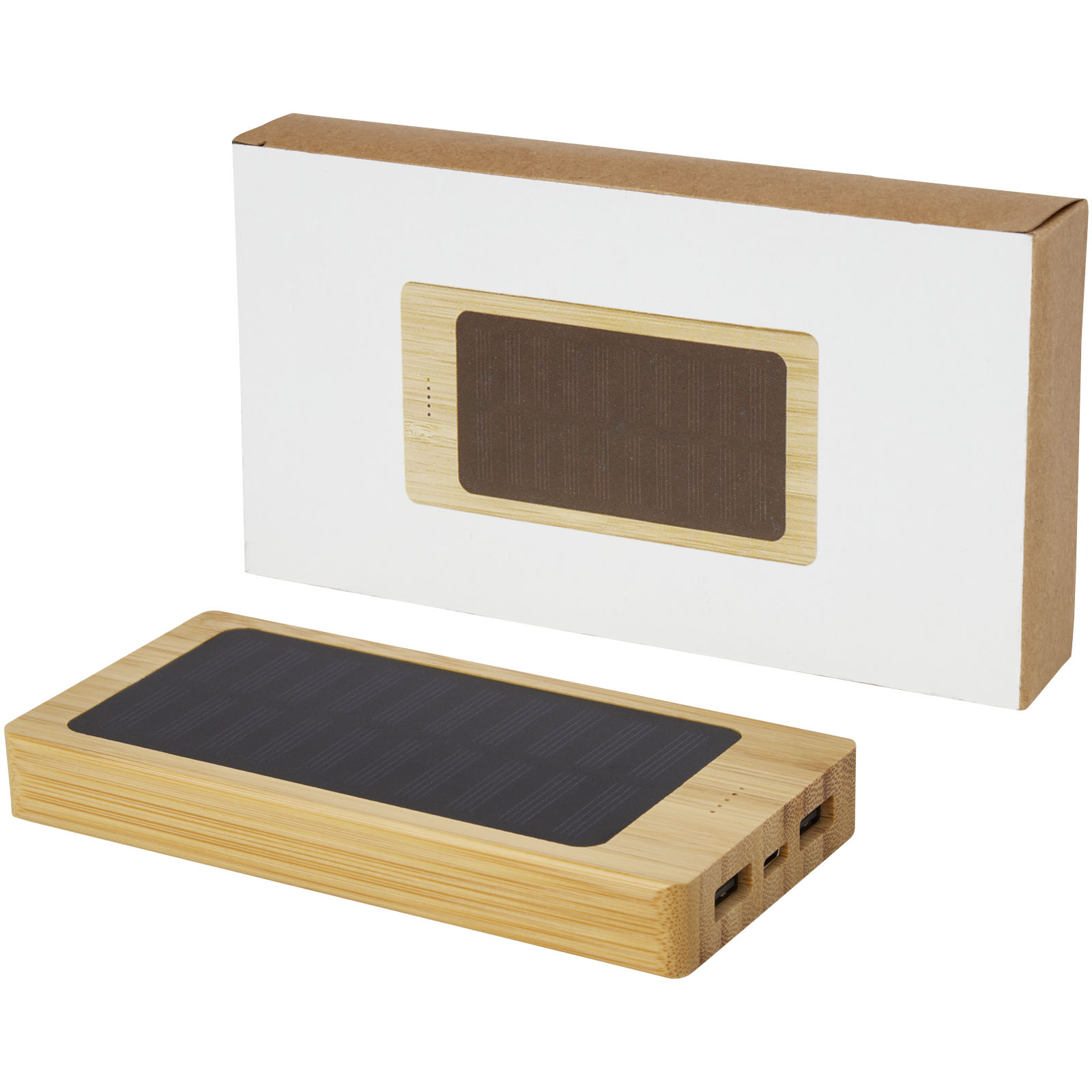 Advertising Powerbanks - Alata 8000 mAh bamboo solar power bank - 5