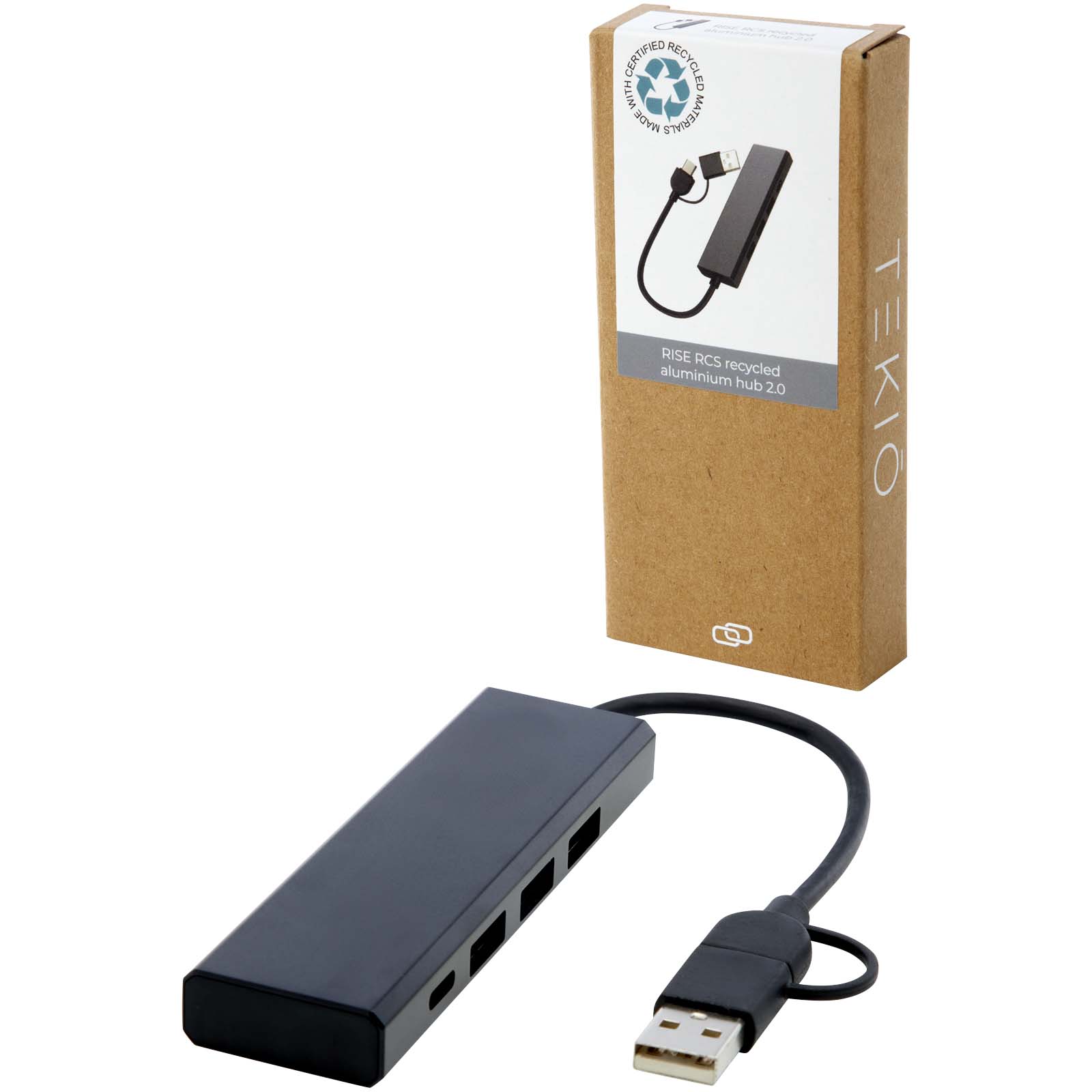 Hubs USB publicitaires - Concentrateur USB 2.0 Rise en aluminium recyclé certifié RCS - 5