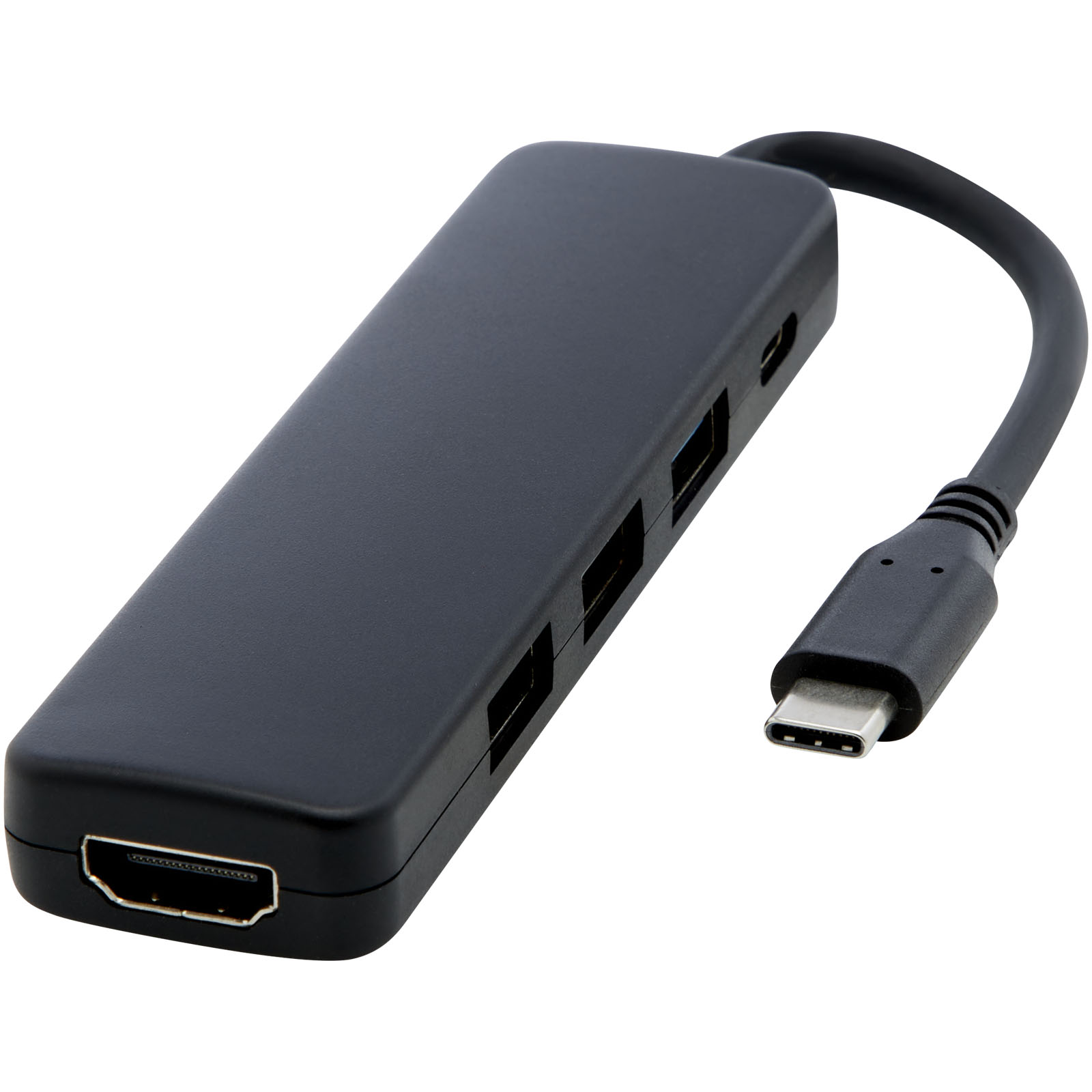 Hubs USB publicitaires - Adaptateur multimédia en plastique recyclé Loop RCS USB 2.0-3.0 avec port HDMI