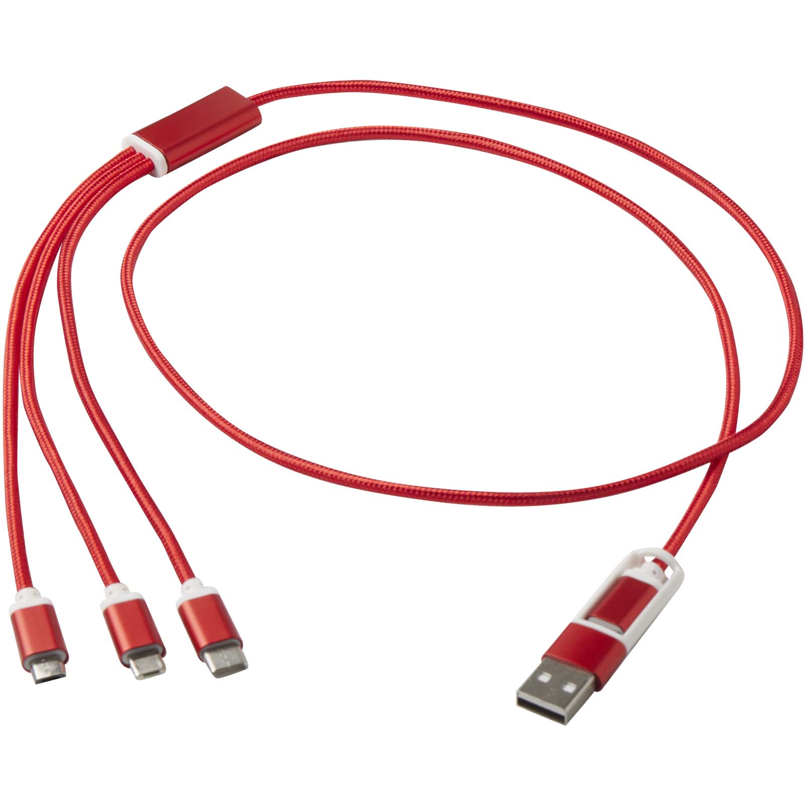 Advertising Cables - Versatile 5-1 recycled aluminium charging cable - 0