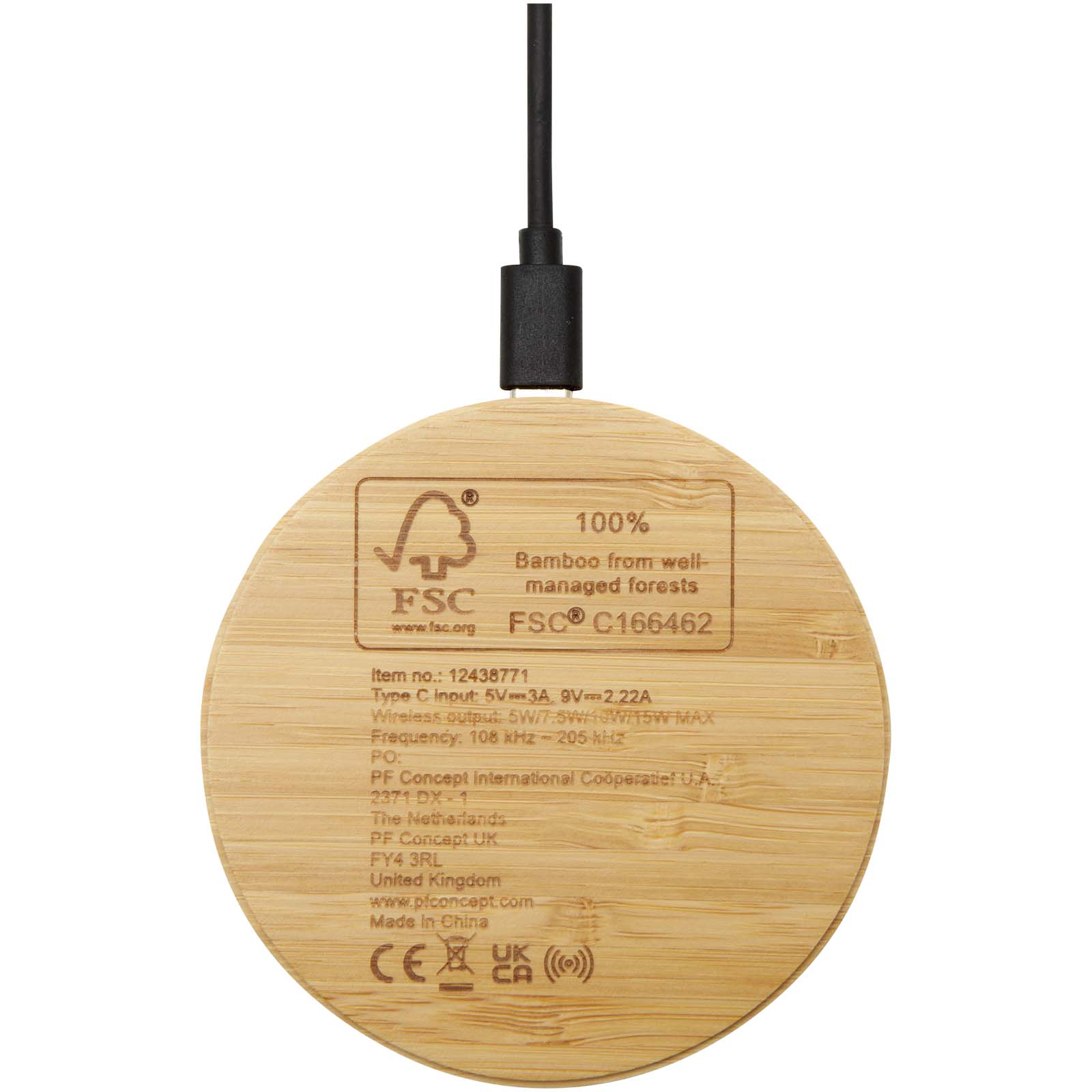 Advertising Wireless Charging - Essence 15W bamboo wireless charging pad - 3