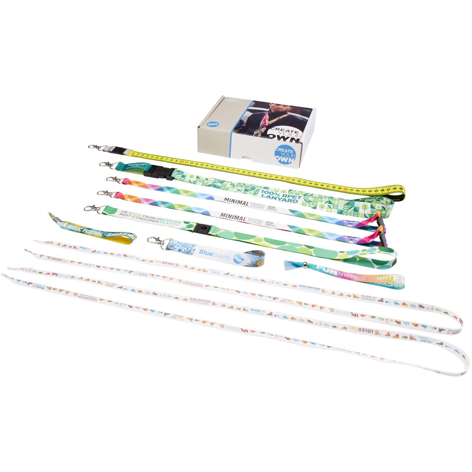 Boîte d'échantillons de lanyards avec impression par sublimation