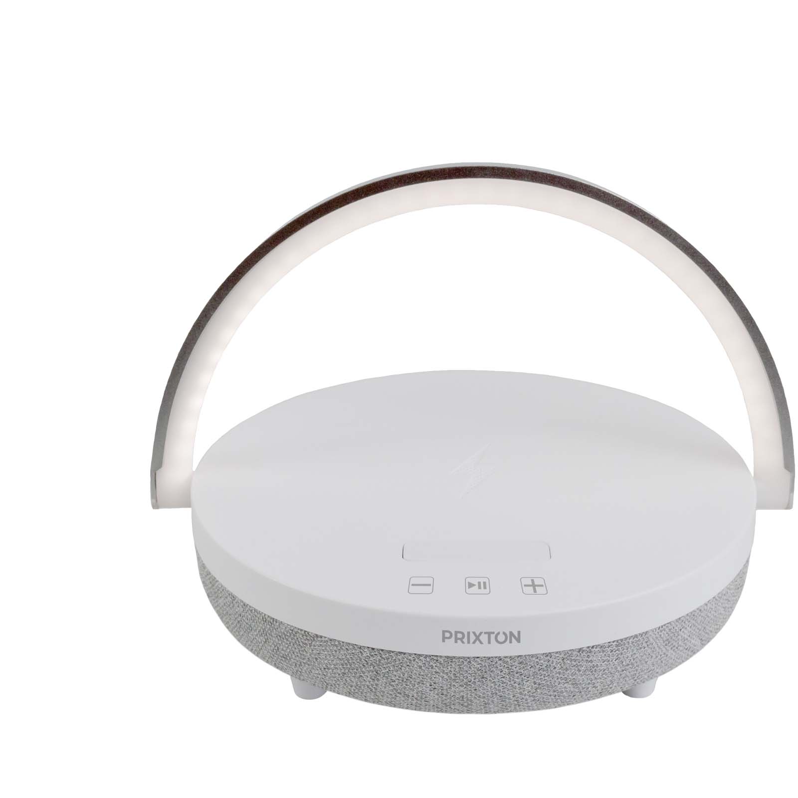 Advertising Speakers - Prixton 4-in-1 10W Bluetooth® speaker with LED light and wireless charging base